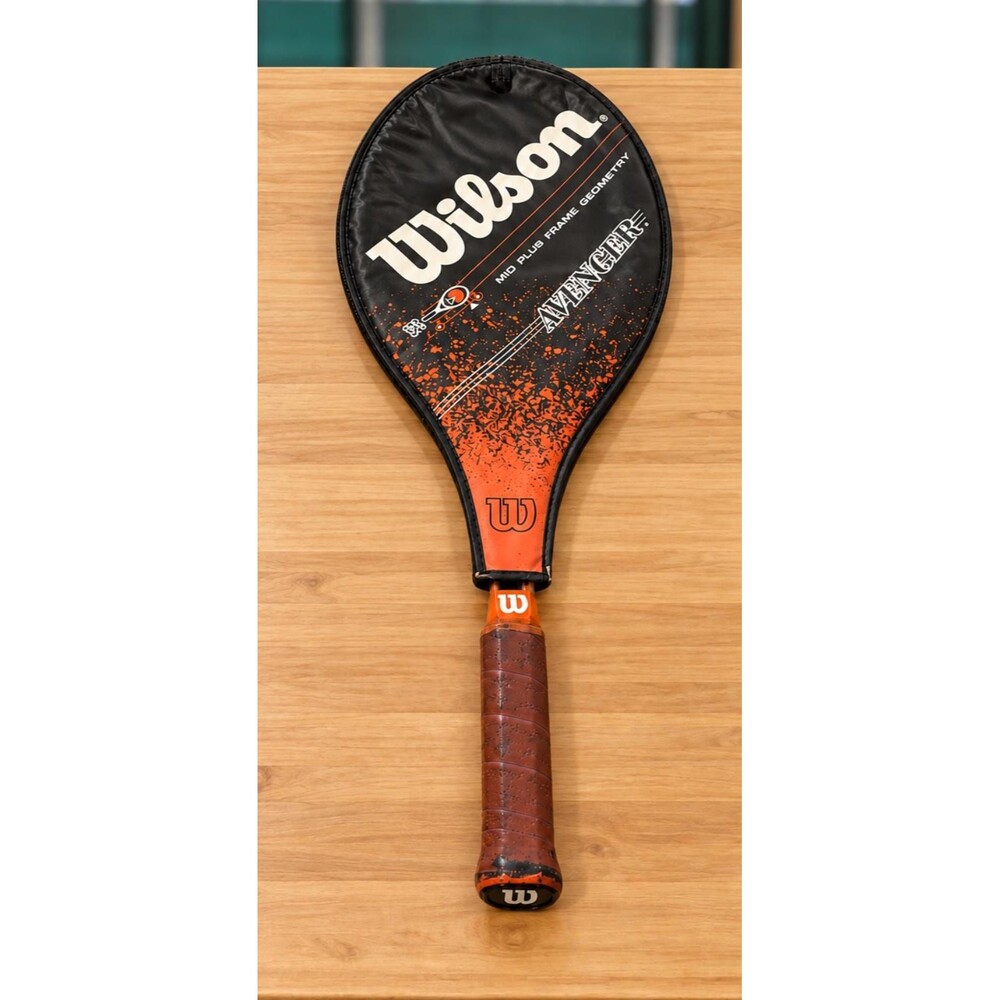Wilson Tennis Racquet With Avenger Cover, Silver and Orange Racket